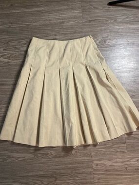 Ann Taylor Factory Beige Pleated Skirt Petite 4P Workwear Classic